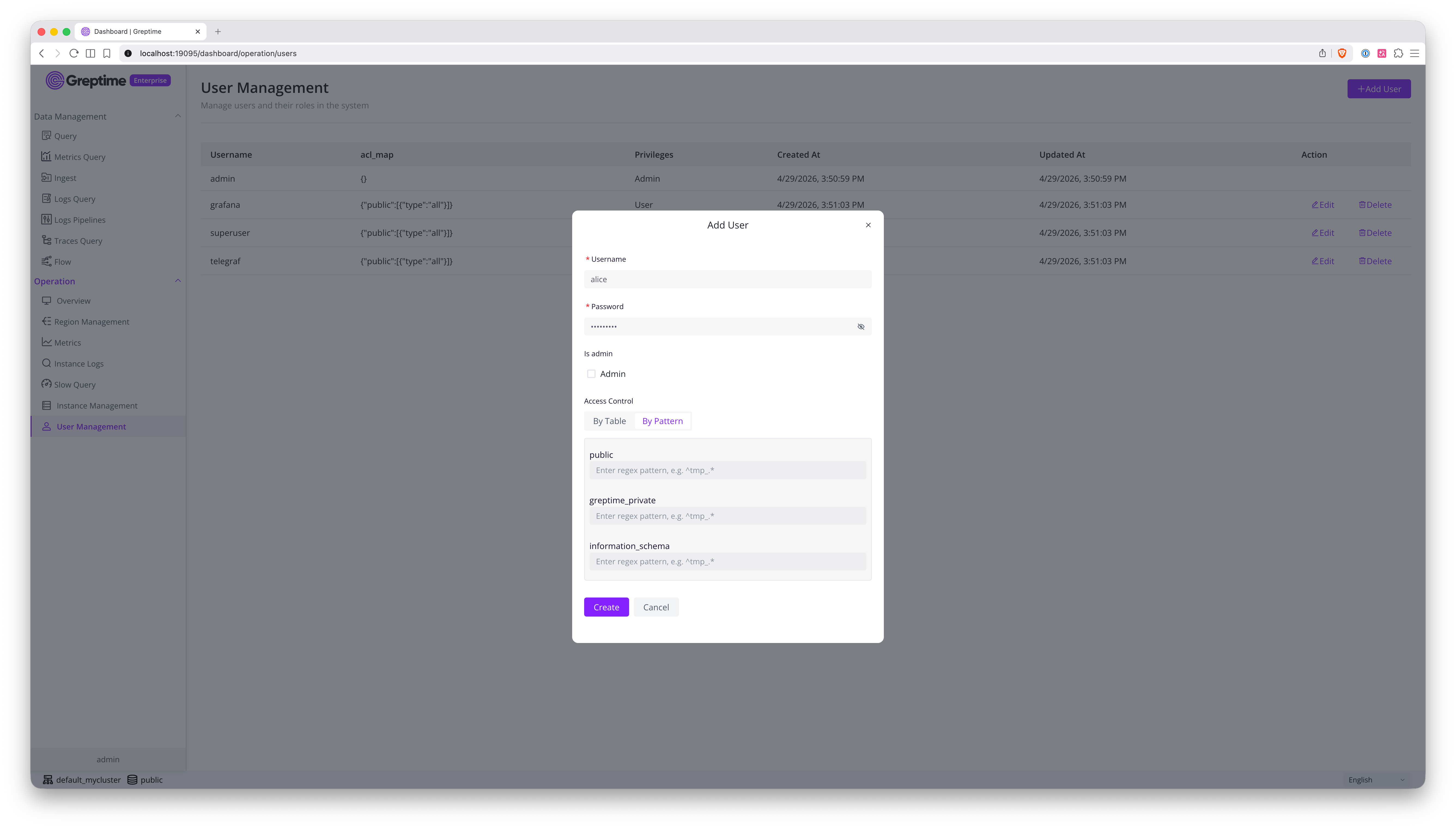 login page